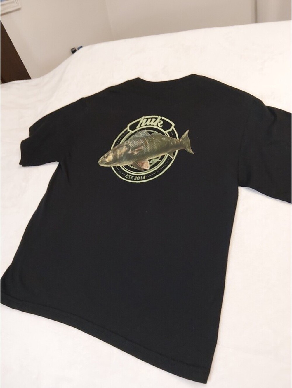 Huk Black Graphic T-Shirt with Fish Logo - 0015